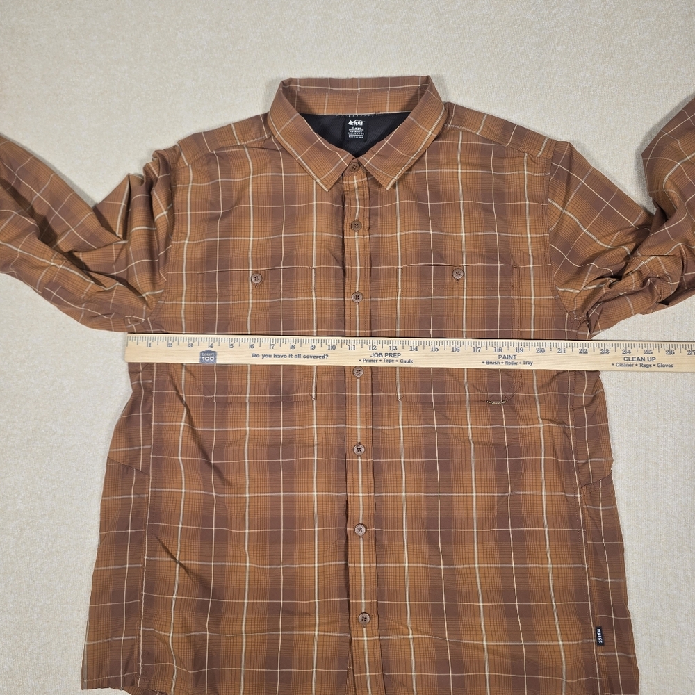 REI Co-op Mens XL Long Sleeve Plaid Button Front Shirt Lightweight Nylon - Picture 5 of 8